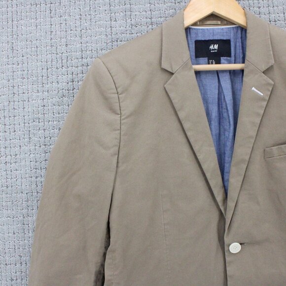 H&M Blazer Jacket Mens Brown Two Button Front Slim Fit Casual Lined Size 38R - Picture 3 of 12